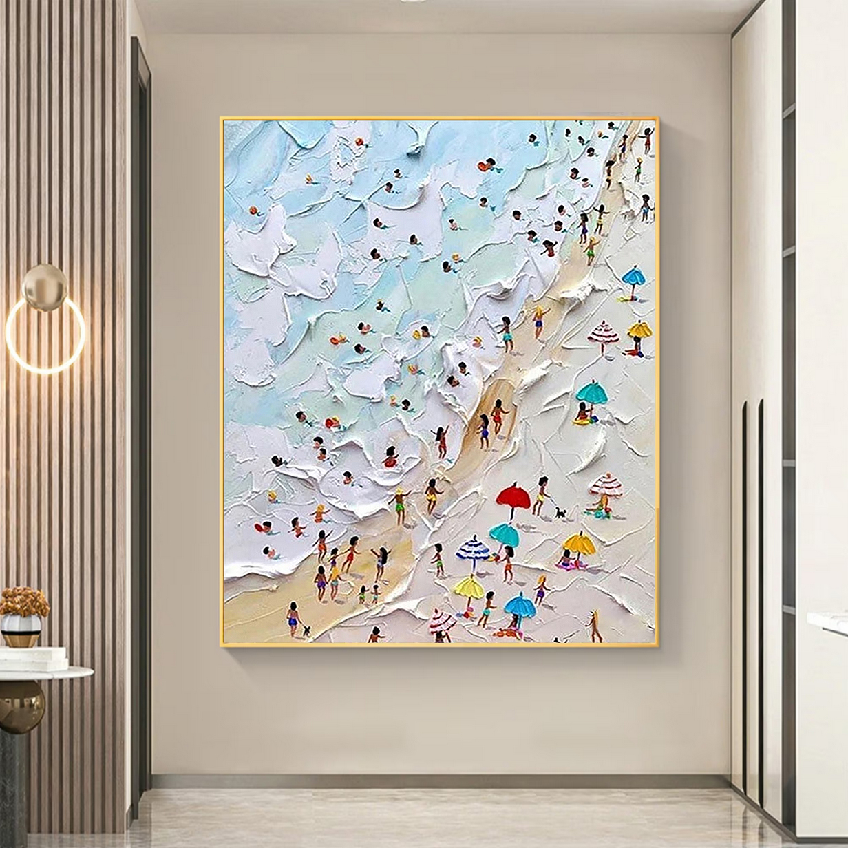 Swimming sport beach summer Room Decor by Knife 02 texture Oil Paintings